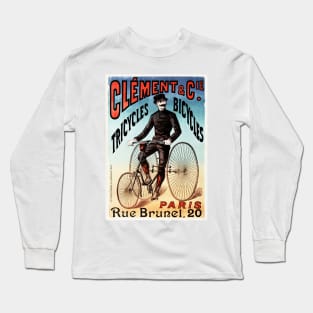 Clement Tricycles Bicycles Rue Brunel Paris Art Nouveau Vintage Advertisement Long Sleeve T-Shirt